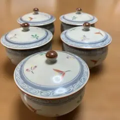 有田焼 天狗谷窯 萌黄金襴手 蓋付き丼ぶり 五客セット 金彩煮物碗雑煮