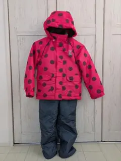 スキーウェア上下セット　120cm子供用　キッズ　ピンク　ドット　　スノーボード