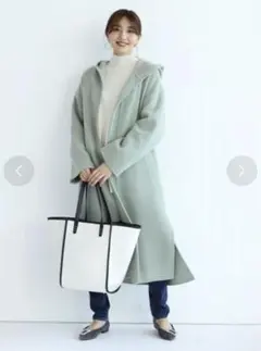 ジャスグリッティー　ウールロングコート　グリーン