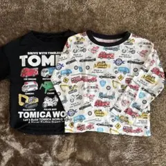 トミカ 長袖カットソー 100cm 黒 白2枚セット