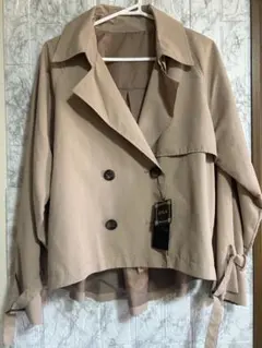 spray ベージュ ダブルブレストコート