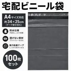 宅配ビニール袋 黒 A4 100枚 宅配ビニール封筒 宅配袋 梱包袋 梱包資材