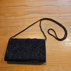 【美品】OKPTA 総ビーズ 花模様 黒 ショルダーバッグ ヴィンテージ
