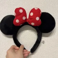 ミニーマウス カチューシャ 赤い水玉リボン