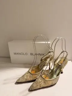 n*a様 MANOLO BLAHNIK ベージュ ポインテッドトゥヒール36,5 - メルカリ