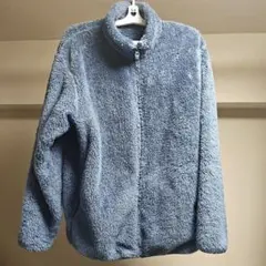 ユニクロ ボア フリース フルジャケット XL ブルー ジップ