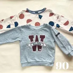 ロゴ 幾何学模様 トレーナー 90サイズ 2点セット