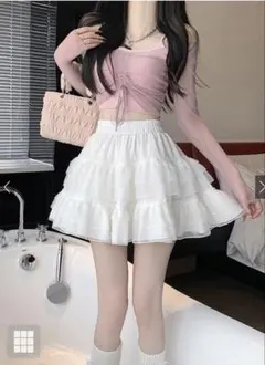 スカート ミニスカート フリル レース バレエコア 白