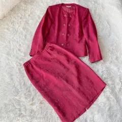 昭和ドレス　セットアップ　ピンク　11号　レトロ　バブリー　ヴィンテージ　総柄