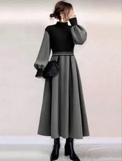 ニットワンピース レディース 冬ワンピース 長袖 ロング丈