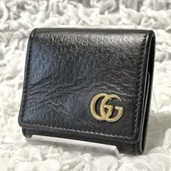 ✨未使用級✨グッチ　小銭入れ　ケース　マーモント　レザー　ブラック　黒 グッチ GUCCI メンズ コインケース 小銭入れ GGマーモント