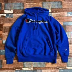 ユ*キ様 Champion リバースウィーブ 刺繍ロゴ 青 L チャンピオン メ