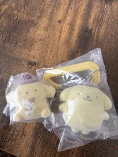 カラフルカラビナマスコットチャーム　 ふわわフロッキーマスコット　ポムポムプリン