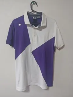 DESCENTE ゴルフポロシャツ パープル ホワイト バイカラー　Lサイズのサムネイル