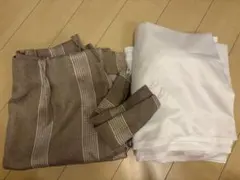 ブラウンストライプカーテン　レースカーテンセット　100×135のサムネイル