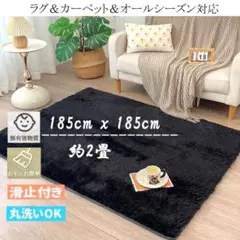 新品2畳シャギーラグカーペット滑り止め付洗える肌触り優しい防ダニ抗菌お手入れ簡単