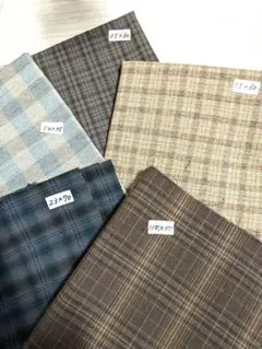 先染めコットン100%チェック柄生地セット 5種