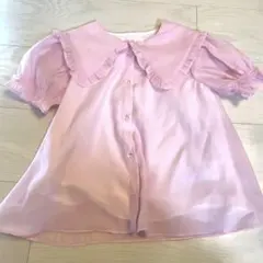 美品 メゾピアノ　フリル襟ブラウス セーラー　ピンク　120