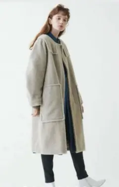 MACPHEE ウールフーデットコート 36 きれい色ブルー MACPHEE（ダッフル