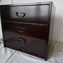 ダークブラウン 引き出し式小物入れ 3段