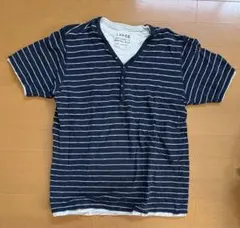 UNIQLO 紺色✕白ボーダー半袖Tシャツ　メンズL