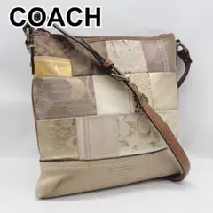 COACH コーチ キャンバス×スエード パッチワーク ショルダーバッグ 総柄