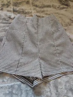 白黒ギンガムチェック ハイウエストショートパンツ