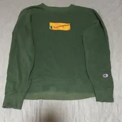 Champion ロゴスウェット グリーン クルーネック トレーナー