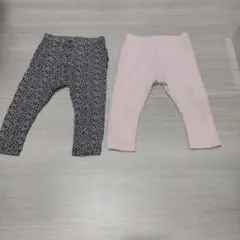 【美品】プチバトー　フリル付きレギンスセット（12m 74cm）