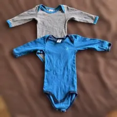 まとめ売り　2枚セット　ベビー肌着　長袖　長袖肌着　プチバトー　ボーダー　無地