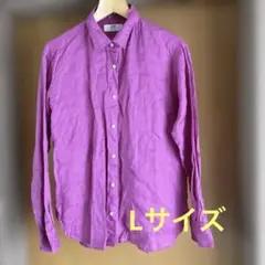 UNIQLO ピンクパープル　リネンシャツ Ｌサイズ
