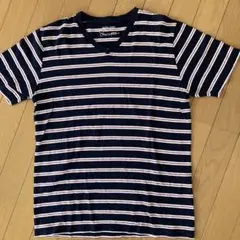 GLOBAL WORK スーピマコットン Vネック ボーダー Tシャツのサムネイル