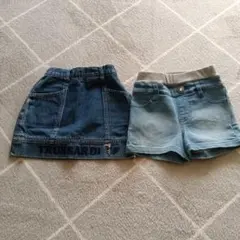 TRUSSARDI デニムスカート 100cmとショートパンツデニムセット売り