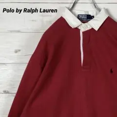 ポロバイラルフローレン ラガーシャツ ポニー刺繍 赤 白 L