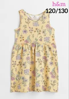 新品⭐h&m ノースリーブ ワンピース イエローフローラル　120/130②