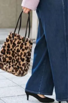 未使用！レオパード柄　ファー　巾着　バッグ