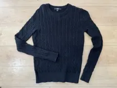 ユニクロ　コットン　カシミヤ　ケーブル　セーター　ブラック　S レディース