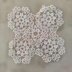 タティングレース ドイリー スクエア レース編み ハンドメイド 19×19cm