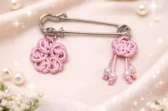 水引☆チャーム☆ピン☆桜結び✕梅結び☆ピンク