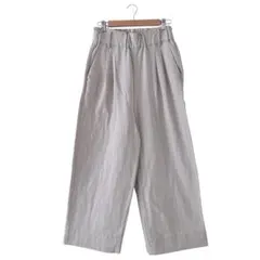 A DAY IN THE LIFE 裏起毛 ワイドパンツ(S)ストライプ/グレー