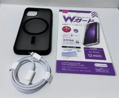 iPhone12miniケース＋Lightningケーブル＋保護フィルムセット