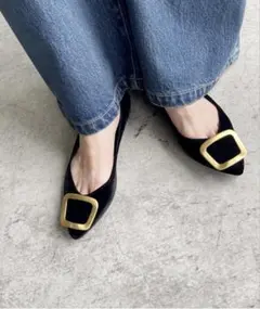 【FABIO RUSCONI / ファビオルスコーニ】ベロアフラットシューズ