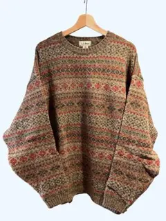 L.L.Bean 80s スコットランド製 ウール ニット 柄