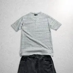 00s archive rib vneck grunge tee white - メルカリ
