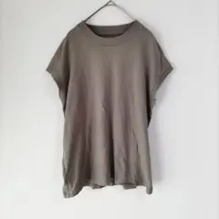 〈ムジルシリョウヒン〉ノースリーブＴシャツ　チャコール　シンプル　大きめ　 XL