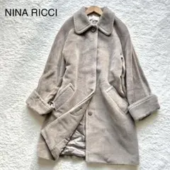 NINA RICCI ベビーアルパカ キッドモヘア混 グレージュ コート 比翼のサムネイル