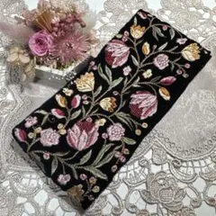 新入荷♡大人気ベルベットチューリップ柄インド刺繍リボン1m