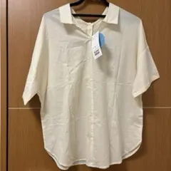 2WAY前後着　スキッパーシャツ　半袖　アイボリー