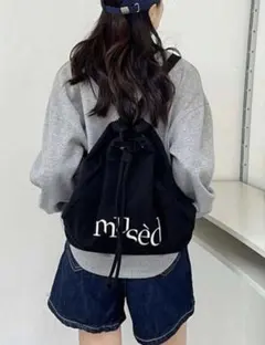 mu'sè 巾着型 リュックサック ブラック