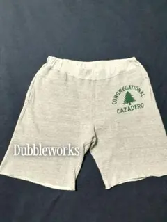 DUBBLEWORKS　スウェットハーフパンツ　染み込みプリント　杢グレー